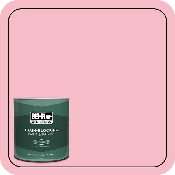 BEHR ULTRA 1 qt. #120C-2 Pink Punch Extra Durable Semi-Gloss Enamel Interior Paint & Primer