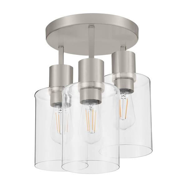 Hampton Bay Sutton Place 13.25 in. 3Light Brushed Nickel Flush Mount