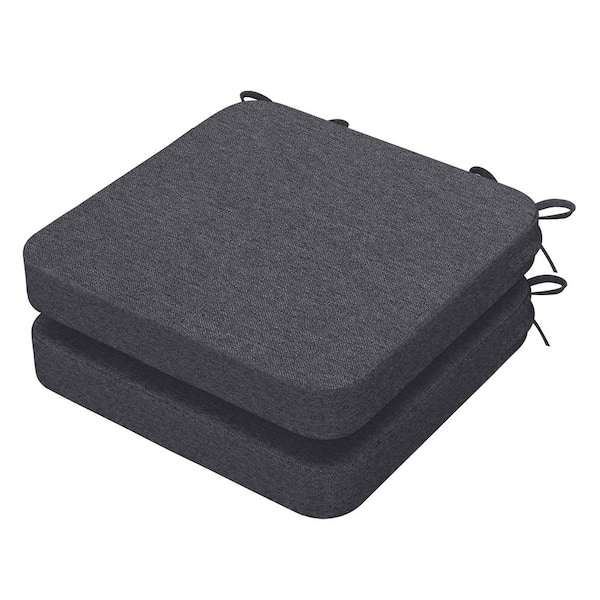 AAAAAcessories 16 in. x 16 in. Indoor Round Square Corner Removable Non-slip Chair Cushion in Dark Gray（2Pack)
