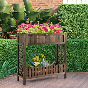 2-Tier Wood Raised Garden Bed Elevated Planter Box for Vegetable, Fruit, Herb