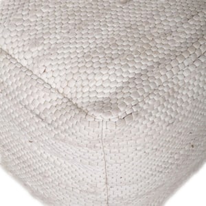 Jordan 16 in. D x 16 in. H x 16 W Chic Chunky White Textured Cotton Pouf