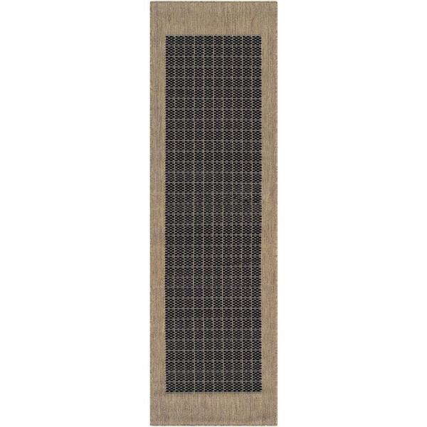 Couristan Recife Checkered Field Black-Cocoa 2 ft. x 12 ft. Indoor