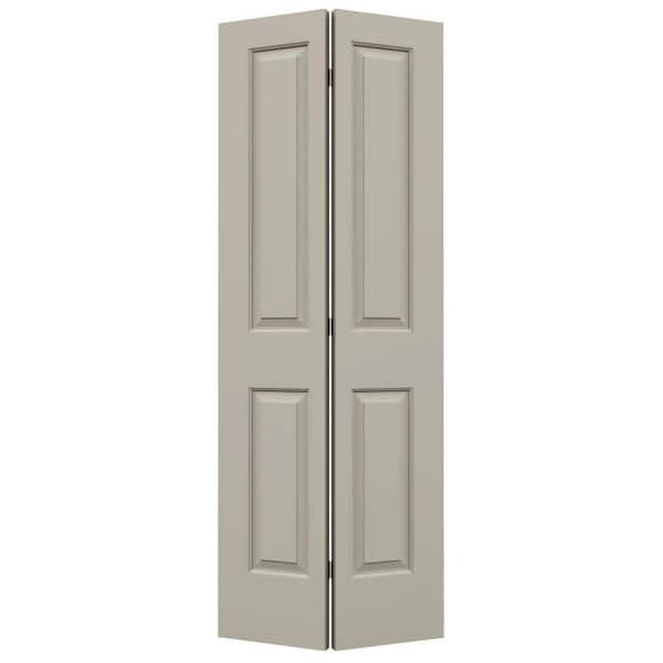 JELD-WEN 30 in. x 80 in. Carrara 2 Panel Hollow Core Desert Sand Painted Molded Composite Closet Bi-Fold Door