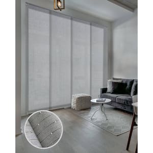 Diamond Silver Cordless Semi-Sheer Adjustable Sliding Door Blind with 23 in. Slats Up to 86 in. W x 96 in. L