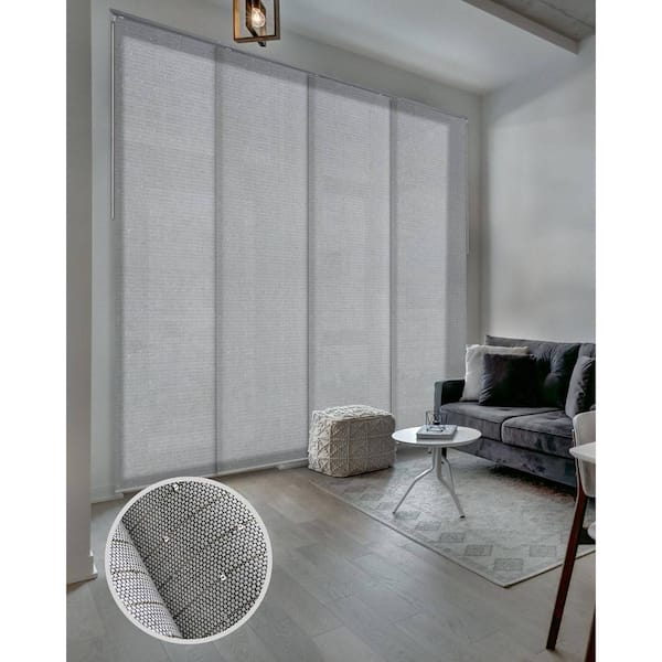 Godear Design Diamond Silver Cordless Semi-Sheer Adjustable Sliding Door Blind with 23 in. Slats Up to 86 in. W x 96 in. L