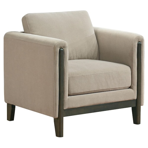 Islington Taupe Fabric Upholstered Accent Chair with Panel Arms