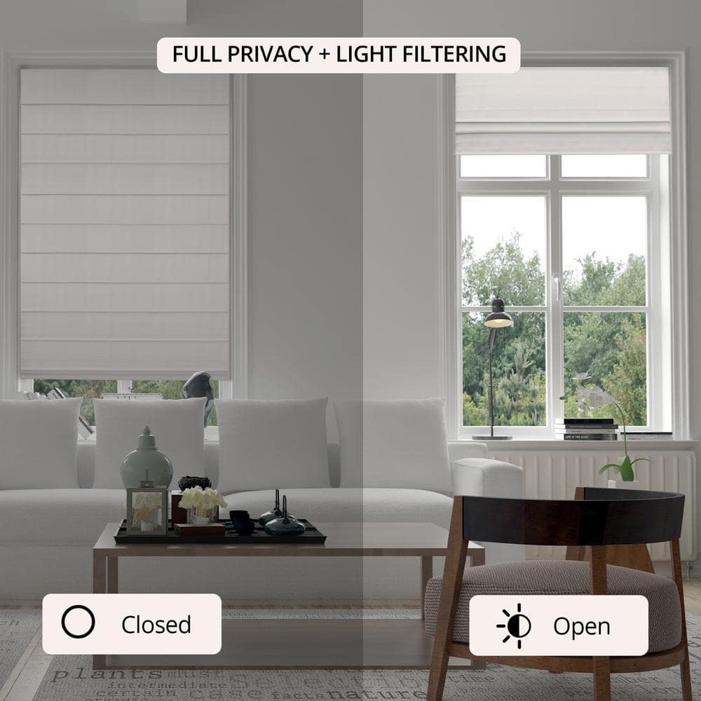 Ultra White Cordless Fabric Roman Blackout Shade 36" x 72"