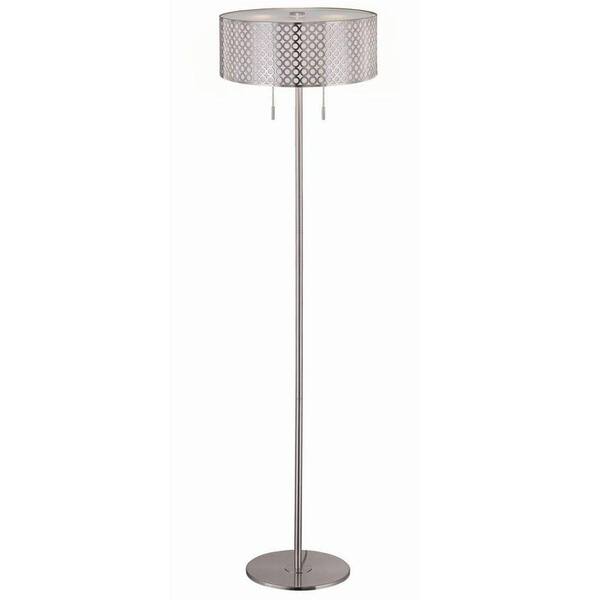 Illumine 59 in. Steel Floor Lamp with Polished Steel Metal Shade