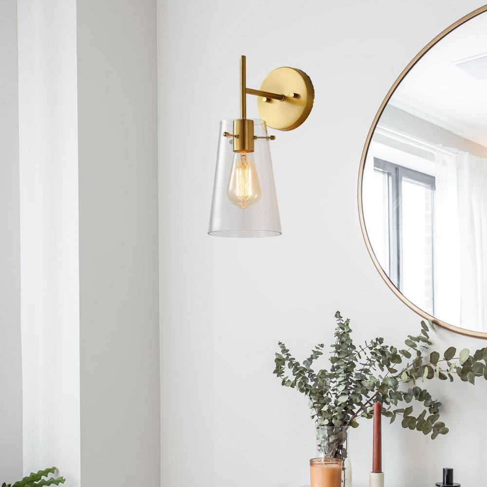 Kawoti Dimmable Brass and Gold Outdoor Wall Sconce, 13" Height