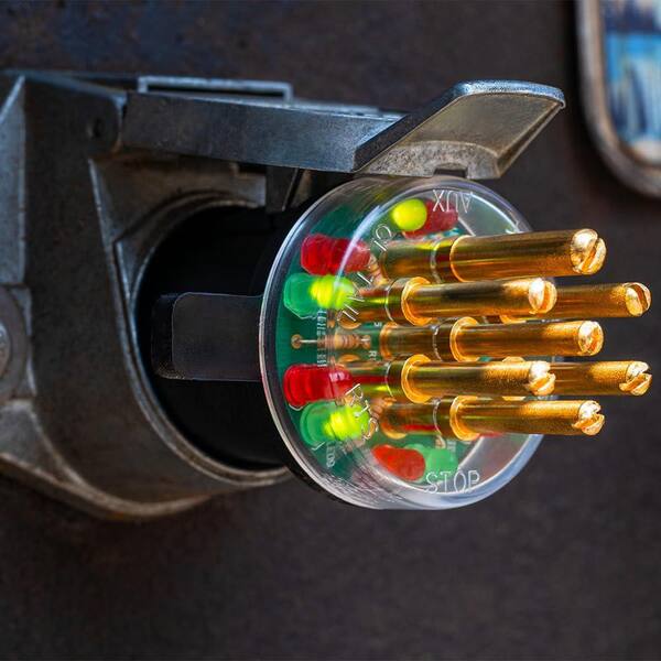 7-Way Round Pin Tractor Trailer Light Cord Tester 7 Way Light Plug Tester Rep