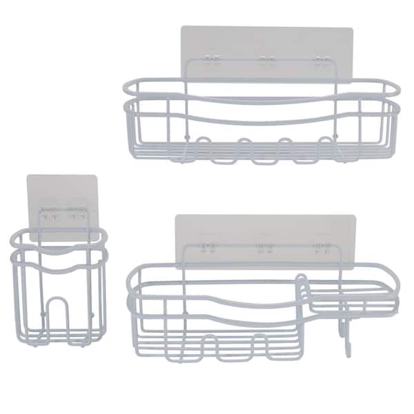 Ultimate 3 Piece Adhesive Mount Shower Caddy Set in White