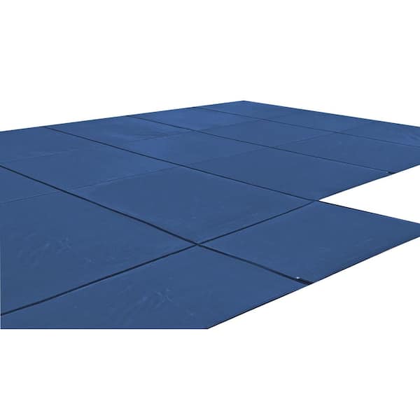 Water Warden Mesh Blue Safety Cover for 20 ft. x 40 ft. Rectangle In Ground Pool with 4 ft. x 8 ft. Left Step with 2 ft. Offset
