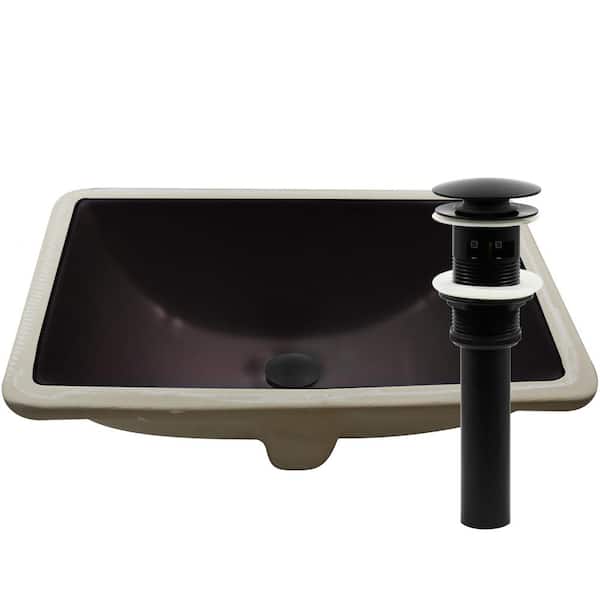 Novatto 18.25 in. Rectangular Undermount Porcelain Bathroom Sink in Flat Black with Overflow Drain in Matte Black