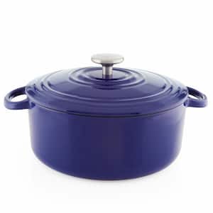 5 qt. Round Enameled Cast Iron Dutch Oven in Cobalt Blue with Lid