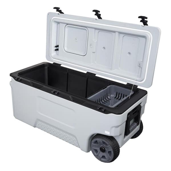 Portable 106 qt. Rolling Cooler with Wheels, Leak-Resistant and Lightweight, Insulated Chest for 48-Hour Ice Retention