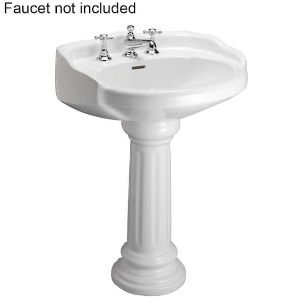 Pegasus Victoria 26 in. Pedestal Combo Bathroom Sink for 8 in. Widespread in White