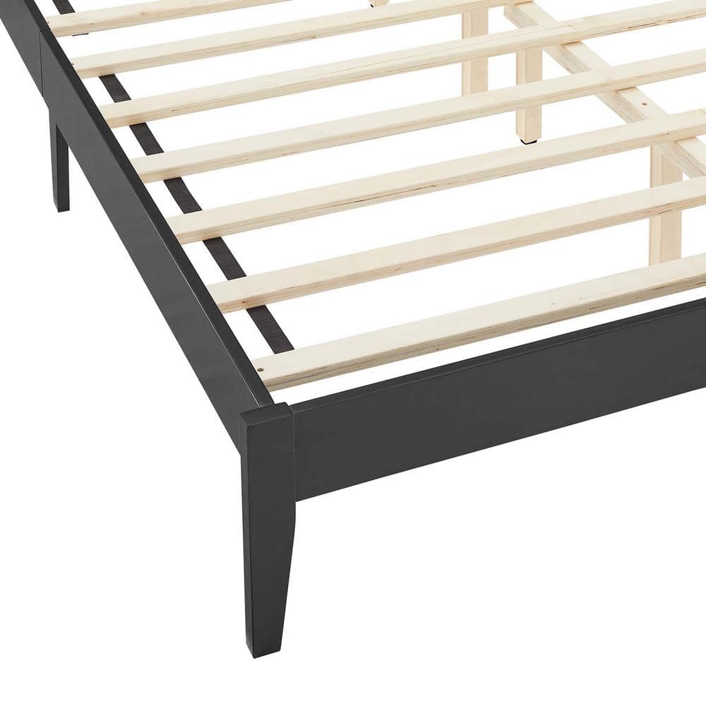 Sirocco Black Wood and Rattan Queen Platform Bed