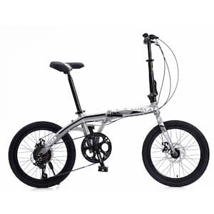 20 in. Silver Aluminum Folding City Bike with 8 Speed