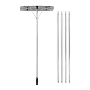240 in. Plastic Handle Sectional Aluminum Snow Roof Rake with Built-in Wheels