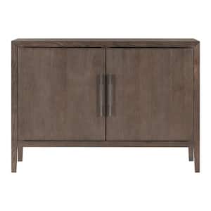 47.20 in. W x 17.70 in. D x 33.50 in. H Espresso Brown Sideboard Wooden Linen Cabinet with 2-Metal Handles and 2-Doors