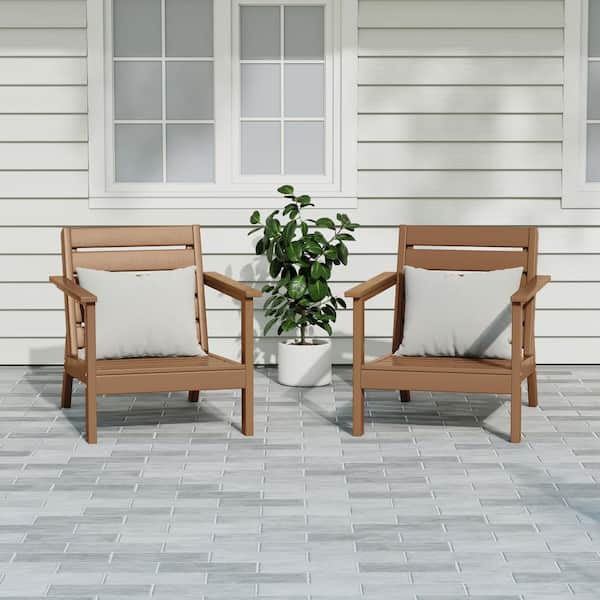 Westin Outdoor Birchwood Outdoor Patio Deep Seating HDPE Lounge Chairs with Arms (Set of 2) in Teak