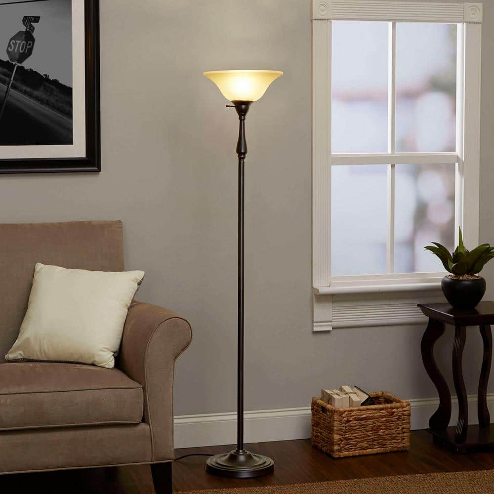 Amber Glass Torchiere Replacement Shade, 15.63" Diameter