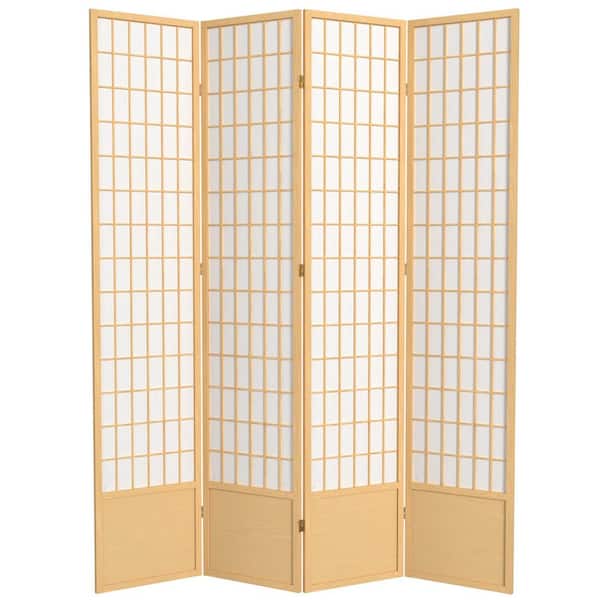 Oriental Furniture 7 ft. Natural 4-Panel Room Divider