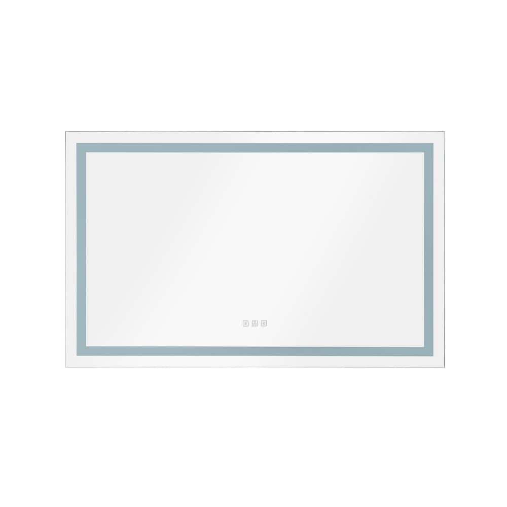 Modern 48 in. W x 36 in. H Large Rectangular Frameless Anti-Fog Lighted Wal