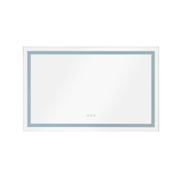 Unbranded Modern 48 in. W x 36 in. H Large Rectangular Frameless Anti-Fog Lighted Wall Mounted Bathroom Vanity Mirror in White