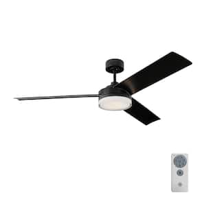 Cirque 56 in. Integrated LED Indoor/Outdoor Midnight Black Ceiling Fan with White Glass Light Kit and Remote Control
