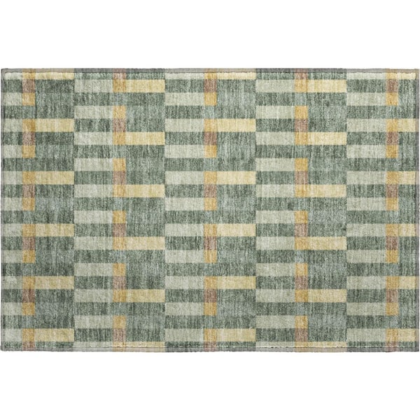 Mayfield Premium Machine Washable Abstract AMF2548 Basil 2 ft. x 3 ft. Accent Rug