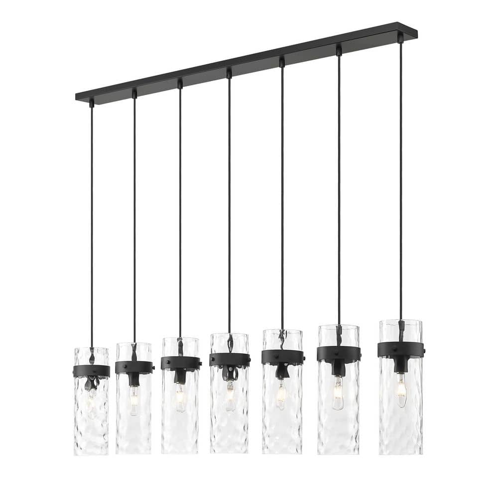 Fontaine 7 Light Matte Black Linear Chandelier for Indoor Use with No Bulbs