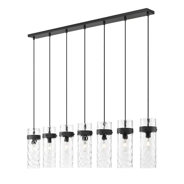 Unbranded Fontaine 7 Light Matte Black Linear Chandelier for Indoor Use with No Bulbs Included