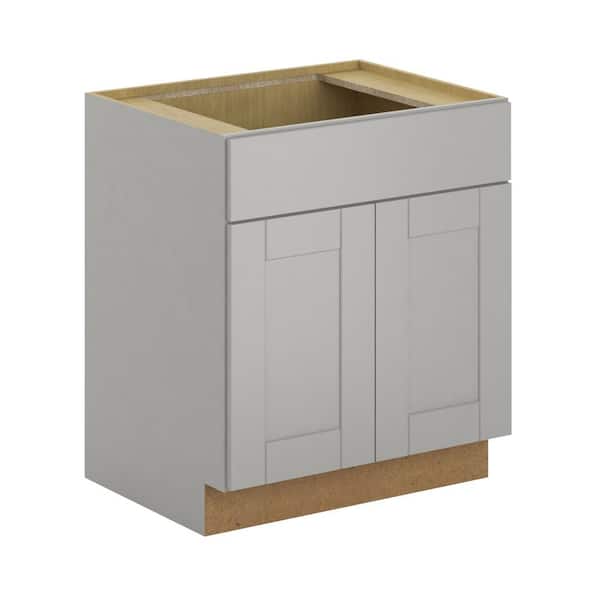Hampton Bay Princeton Shaker Assembled 30x34.5x24 in. Sink Base Cabinet in Warm Gray