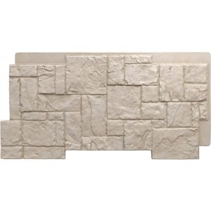 Castle Rock 49 in. x 1 1/4 in. Sea Shell Stacked Stone, StoneWall Faux Stone Siding Panel
