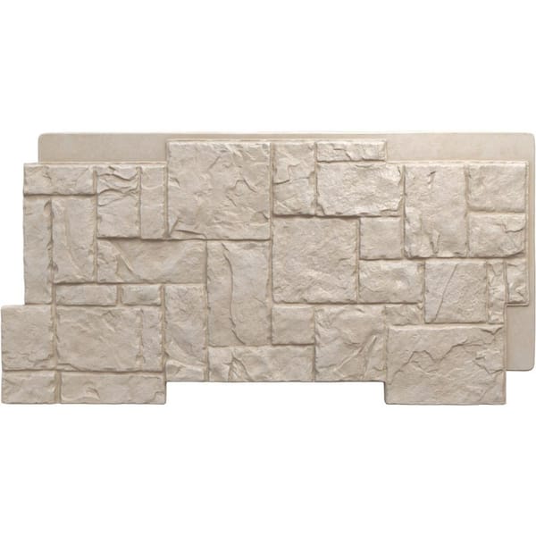 Ekena Millwork Castle Rock 49 in. x 1 1/4 in. Sea Shell Stacked Stone, StoneWall Faux Stone Siding Panel