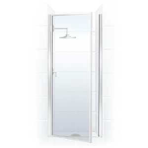 Legend 25.625 in. to 26.625 in. x 64 in. Framed Hinged Shower Door in Chrome with Clear Glass