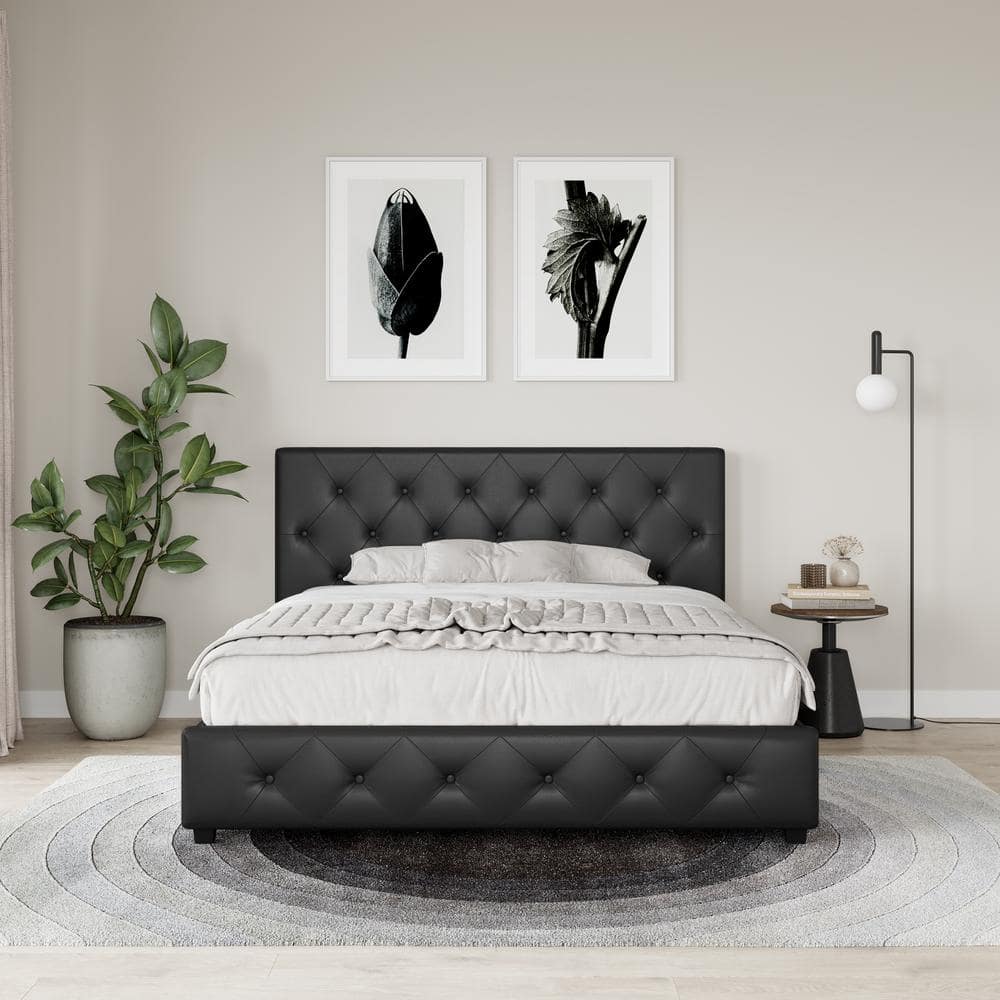 Queen/King Size Platform Bed Frames Luxury Faux Leather Upholstered Bed  Sofa Bed