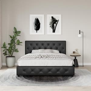 Dean Black Faux Leather Upholstered Full Bed with Storage