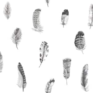 Global Fusion Black and White Falling Feather Wallpaper