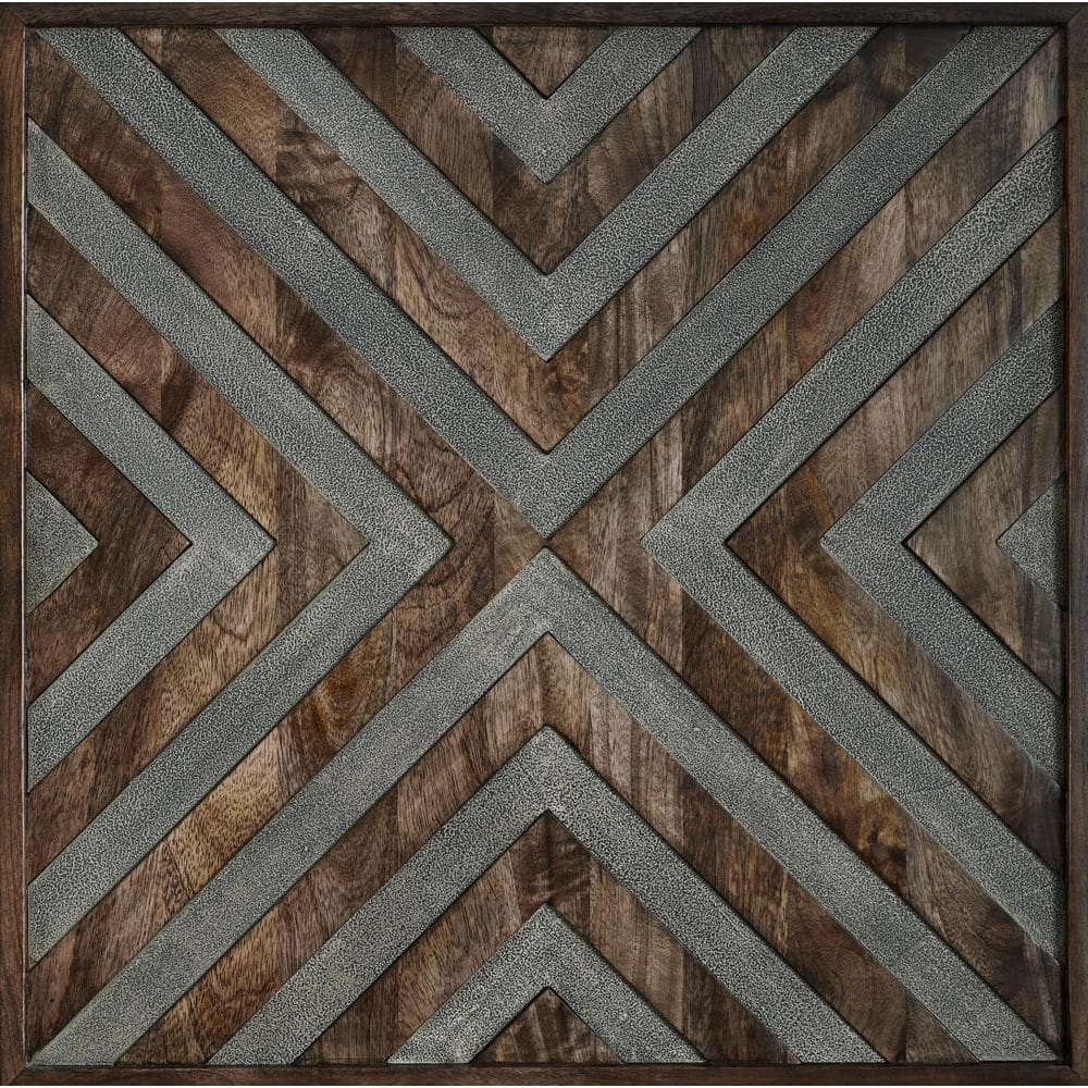 Brown Wood Square End Table with Diamond Design