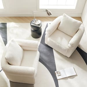 Regina Ivory Modern Swivel Chair with 2 Pillow Set of 2