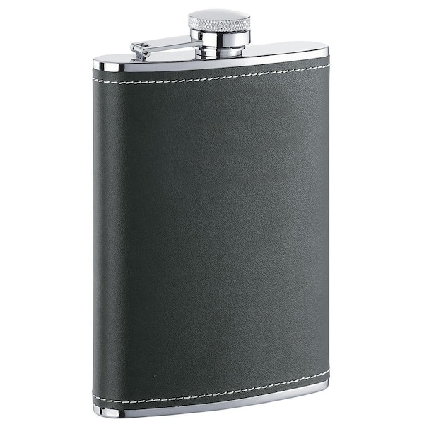 Visol Eclipse Black Leather Liquor Flask 6 oz.