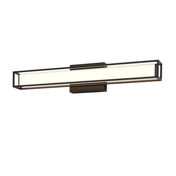 Washington 24 in. 1-Light Modern Matte Black Integrated LED Dimmable 3-CCT Vanity Light Bar