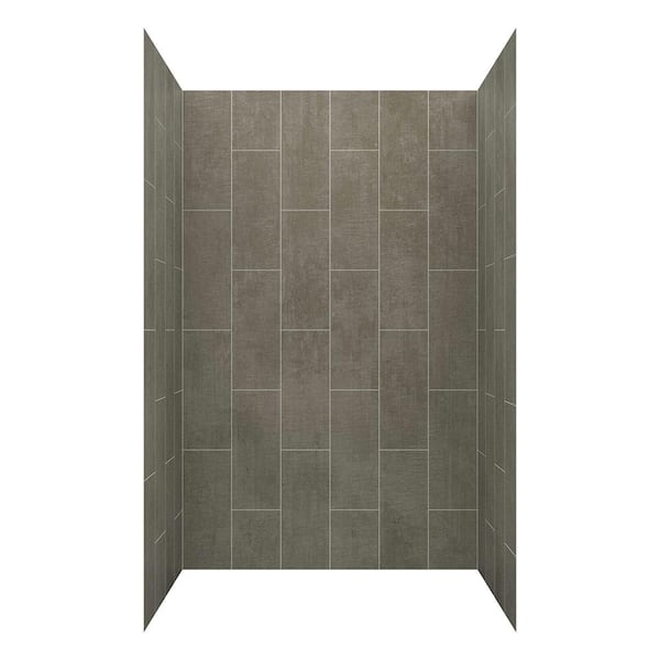JETCOAT 34 in. D x 48 in. W x 78 in. H 5-Piece Easy Up Adhesive Alcove Shower Surround in Quarry