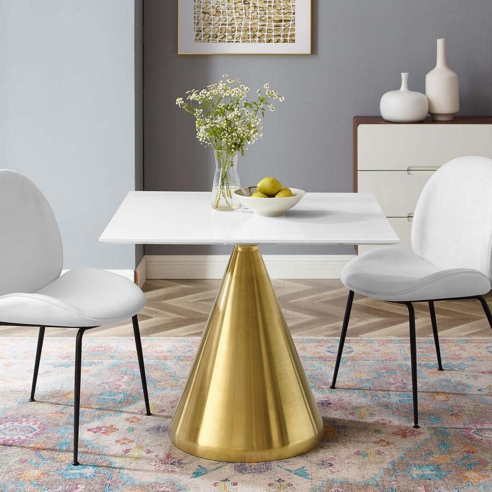 Tupelo White and Gold Square Dining Table