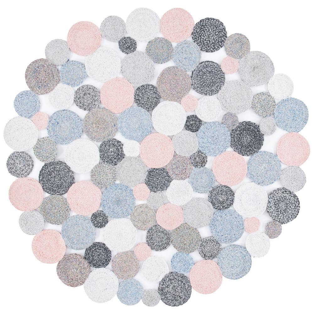 SAFAVIEH Cape Cod Blue/Pink 7 ft. x 7 ft. Circles Abstract Geometric ...