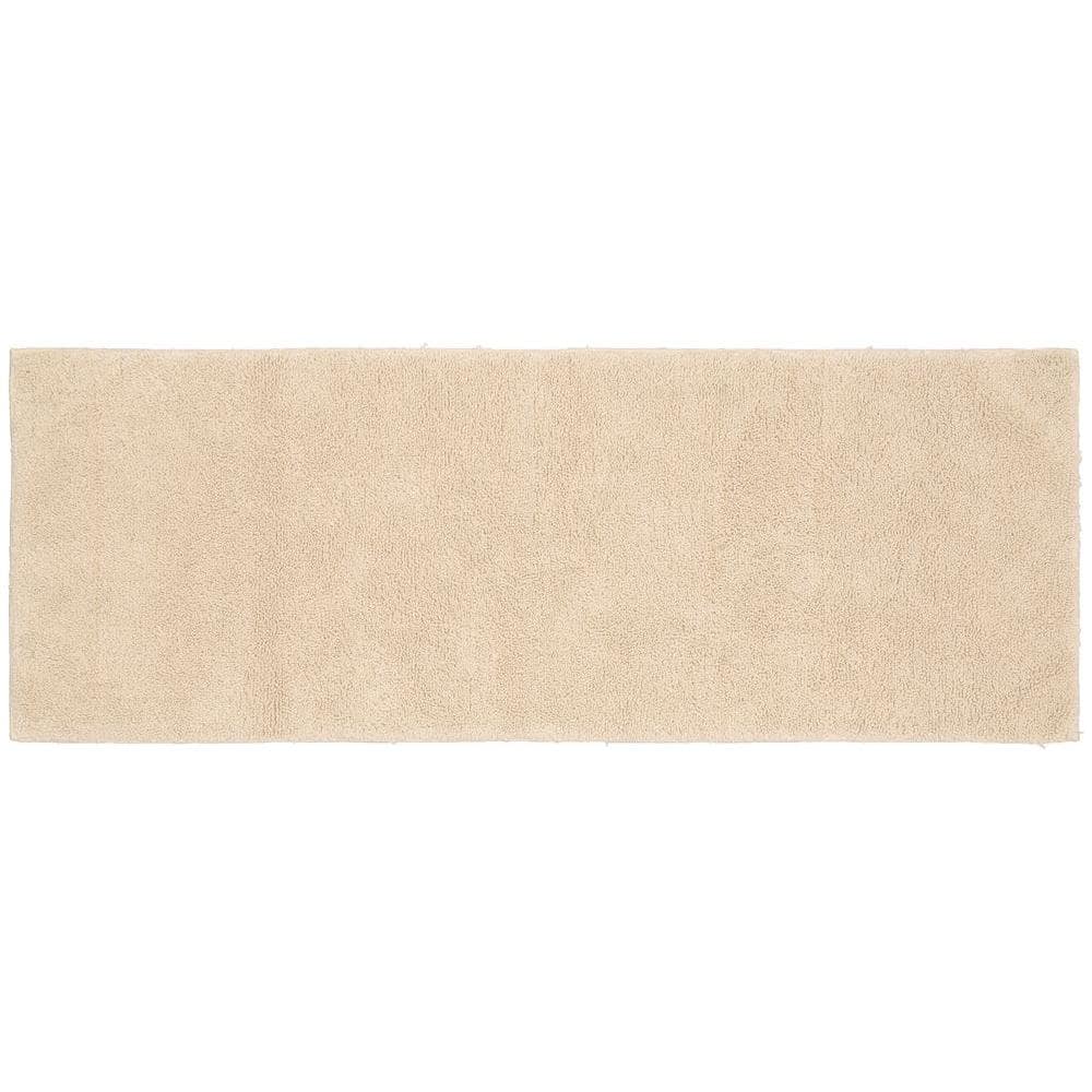 Natural Cotton Washable Bath Rug with Non-Slip Backing
