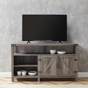 58 in. Gray Wash Wood TV Stand 65 in. with Adjustable Shelves