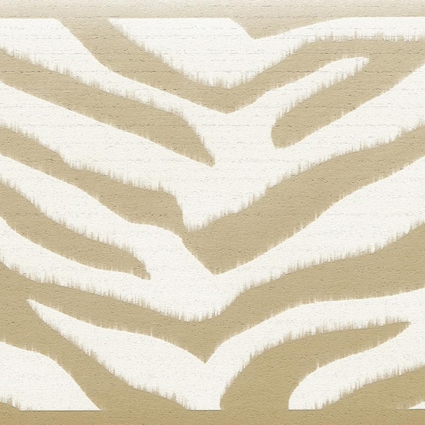 Dundee Deco Falkirk Dandy II Gold White Zebra Print Abstract Peel and Stick Wallpaper Border